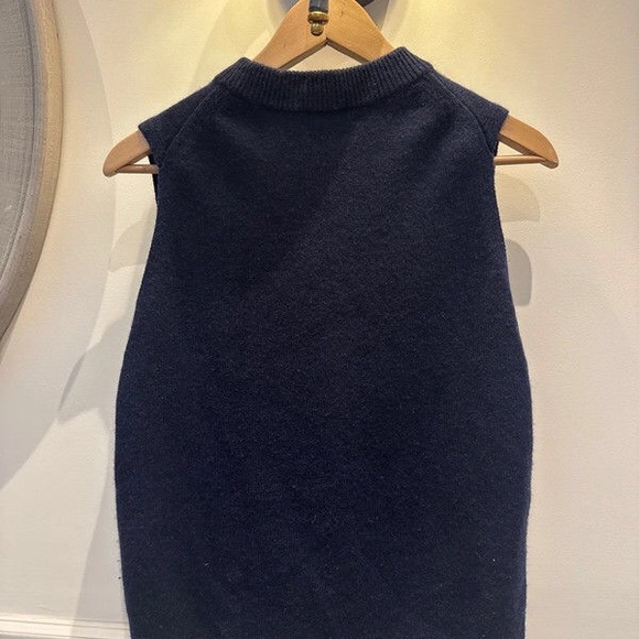 COS Dark Blue Sleeveless V-Neck Sweater - Picture 2 of 4